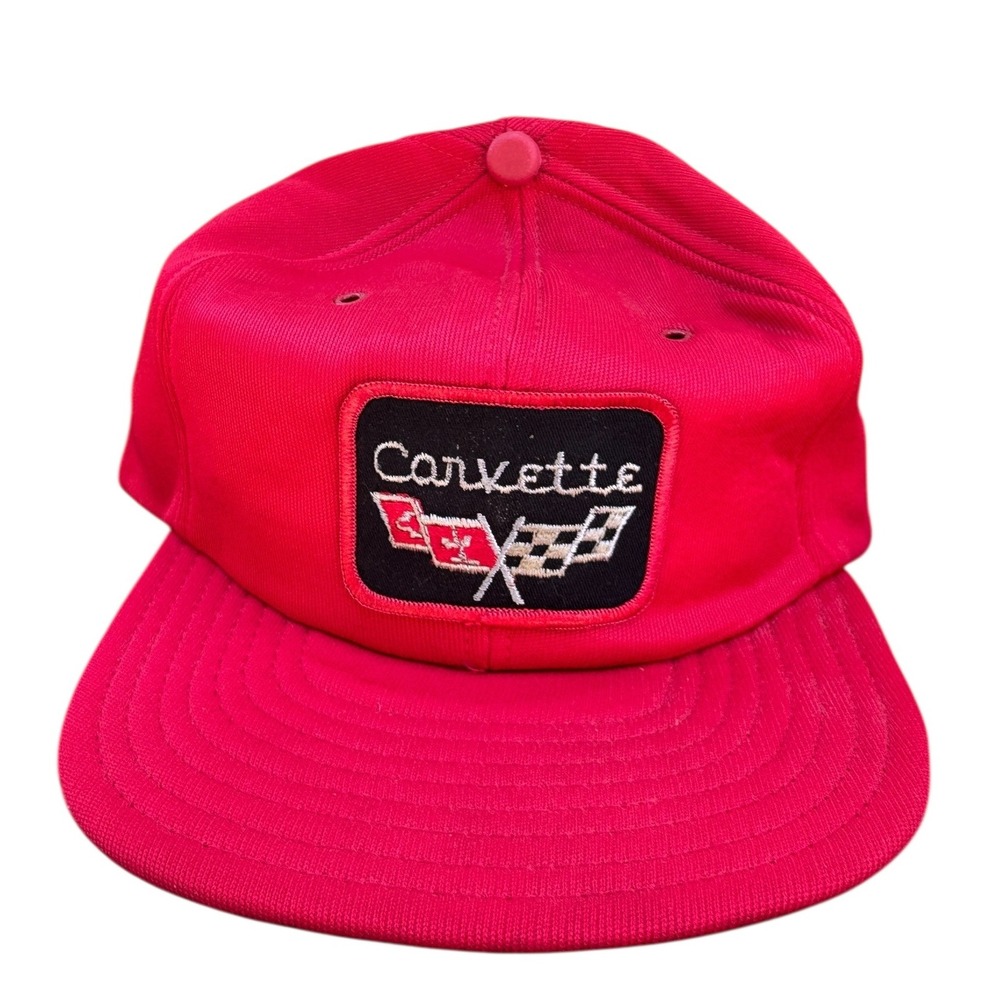 Vintage Corvette Hat Red Patch Snapback Adjustable Baseball Cap Made In USA